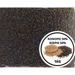 Ziarna KONOPIE 50% + RZEPIK 50% 1kg | SazanBaits.pl - Profesjonalne przynęty karpiowe