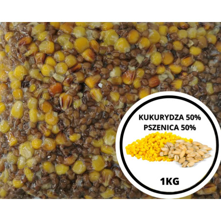 Ziarna KUKURYDZA 50% + PSZENICA 50% 1kg | SazanBaits.pl - Profesjonalne przynęty karpiowe