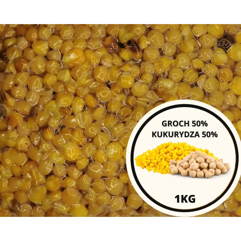 Ziarna GROCH 50% + KUKURYDZA 50% 1kg | SazanBaits.pl - Profesjonalne przynęty karpiowe Ziarna GROCH 50% + KUKURYDZA 50% 1kg | SazanBaits.pl - Profesjonalne przynęty karpiowe