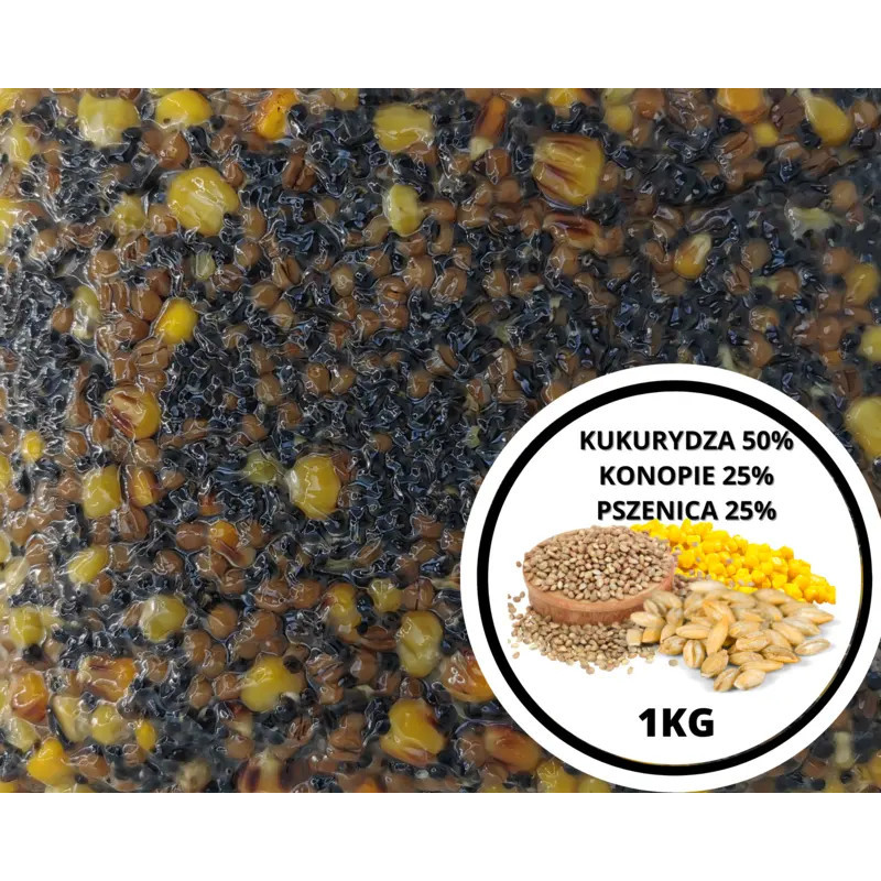 Kukurydza 50% + Konopie 25% + Pszenica 25% 1kg