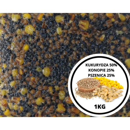 Kukurydza 50% + Konopie 25% + Pszenica 25% 1kg
